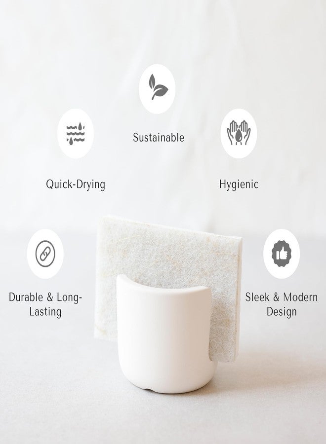Selegna Diatomaceous Earth Sponge Holder - Drying Rack, Absorbent Stone Kitchen Sink Organizer, Beige (Small) - Image 5
